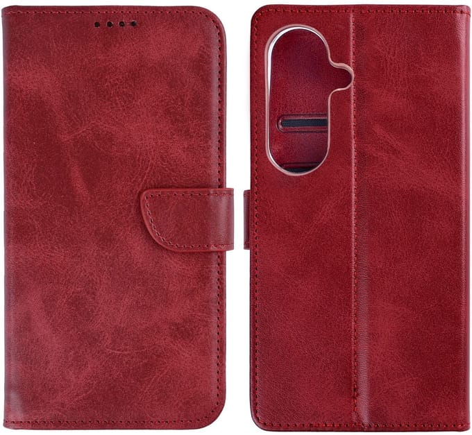 Rixus Bookcase For Samsung Galaxy S26 Dark Red