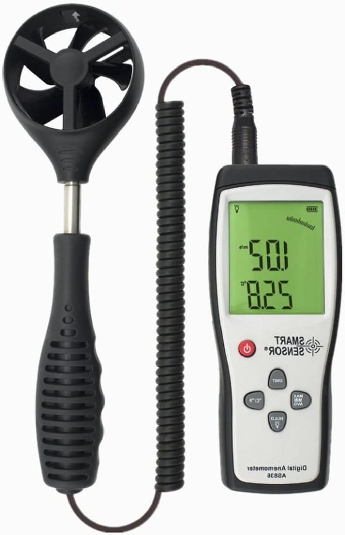 Digitale Anemometer - Windmeter Windsnelheid - Buitenactiviteiten Meten - Split Type Sensor - 0-45 m/s - Zwart