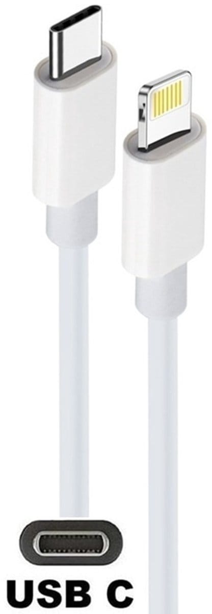 OneOne USB C naar Lightning kabel. 1,0m witte laadkabel. Oplaadkabel past op Apple iPhone 13 Mini, iPhone 13 Pro, iPhone 13 Pro Max, iPhone 14, iPhone 14 Plus, iPhone 14 Pro, iPhone 14 Pro Max