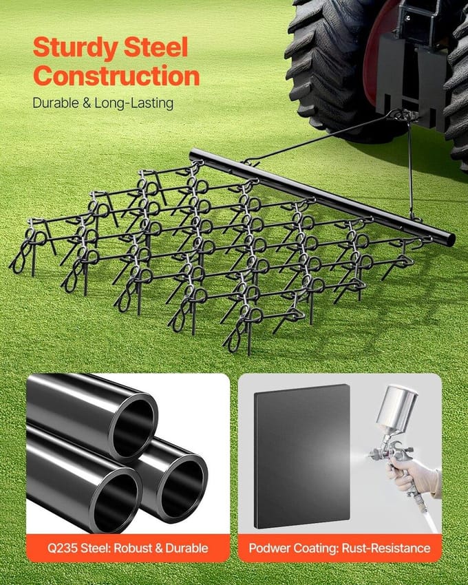 Sleepeg 5,8 x 4,8 ft Kettingeg ATV Gazonhark voor Landschaps Egalisatie