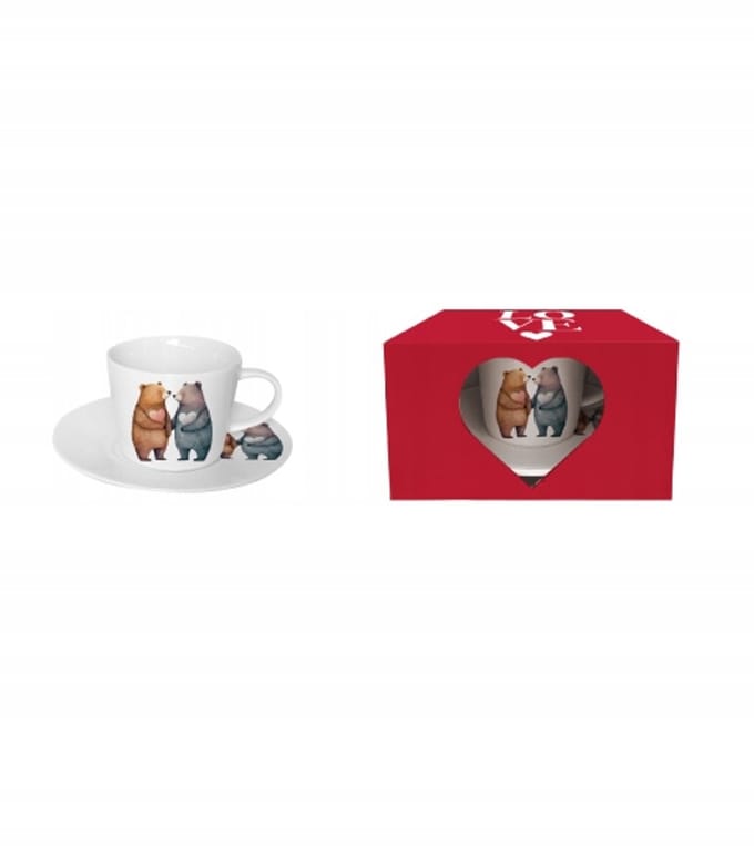 Porseleinen Kop en Schotel 240 ml - Romantisch Cadeau