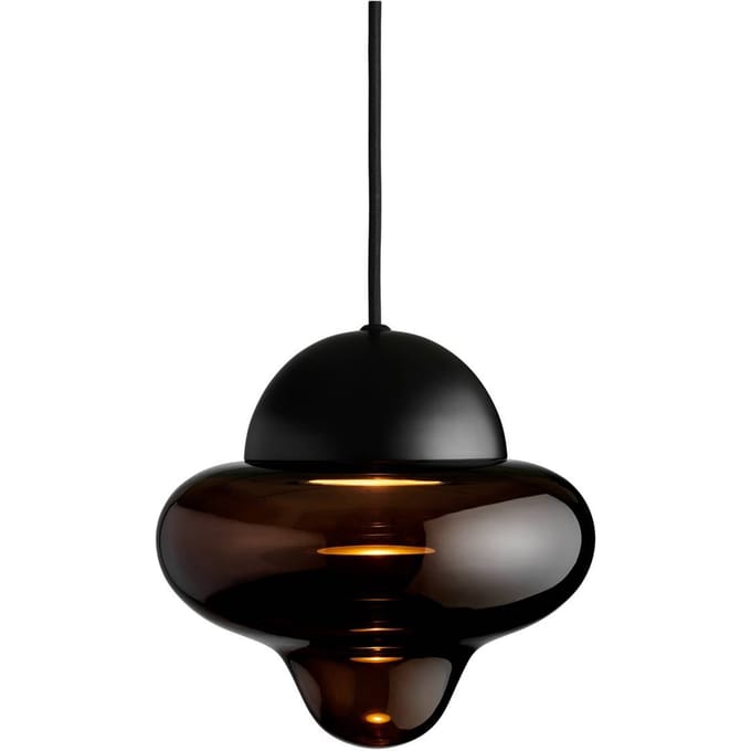 DESIGN BY US LED hanglamp Nutty, bruin/zwart, Ø 18,5 cm, glas