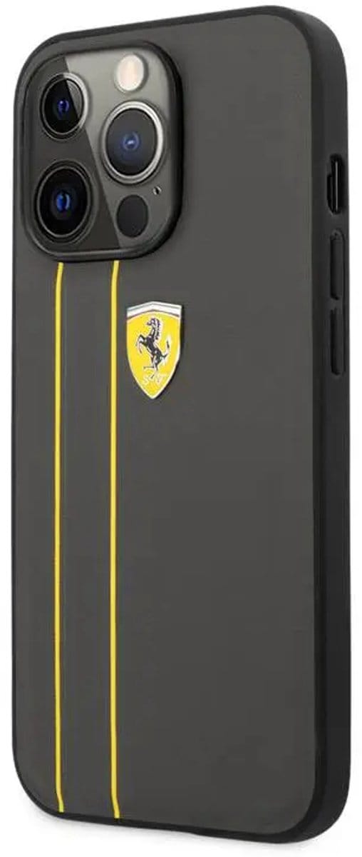 Ferrari iPhone 13 Pro Max Backcover hoesje Lines Grey - Geel