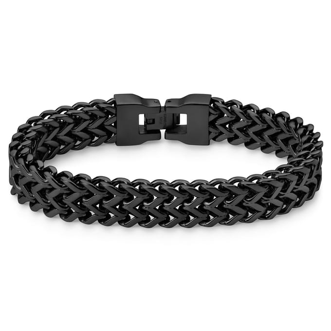 Zwarte Roestvrijstalen Armband met Vossenstaartschakels