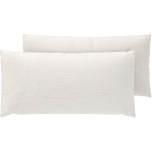 LIVARNO Set van 2 mousseline kussenslopen 40 x 80 cm (wit)