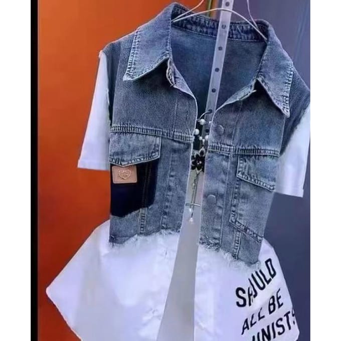 Mode Gestreepte Denim Jas Dames Lente/Zomer Design Sense Stiksels Dames Jassen Temperament Jas Top XXXXL red