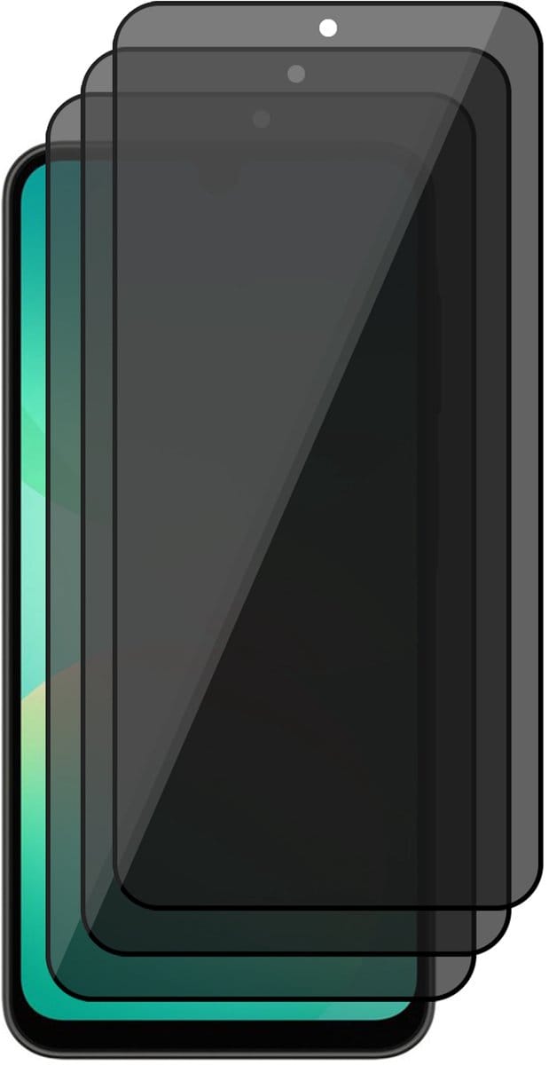 Privacy Screenprotector geschikt voor Samsung Galaxy A17 5G / A26 / A16 - 3x Volledig Dekkend Glas Screen Protector
