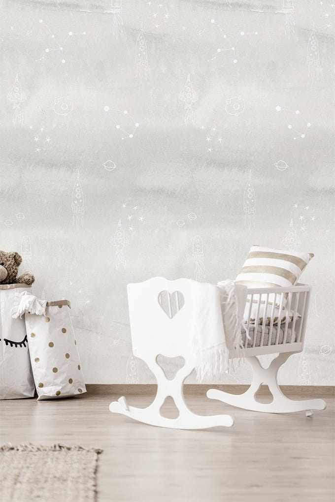INGK Kinderbehang - Stars, Grey