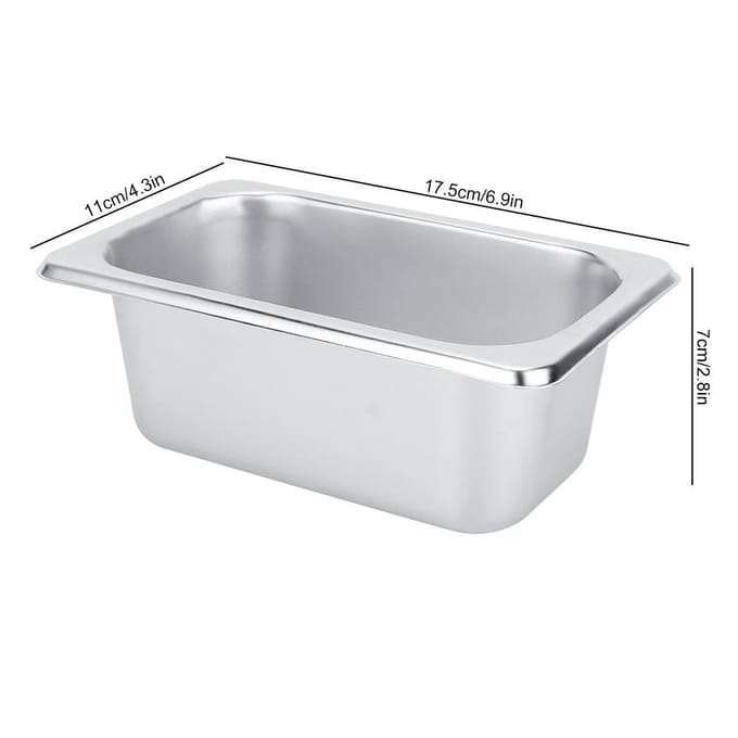 Bassin de buffet alimentaire en acier inoxydable, assiettes, casseroles, plateau, support de vaisselle, récipient alimentaire carré gray