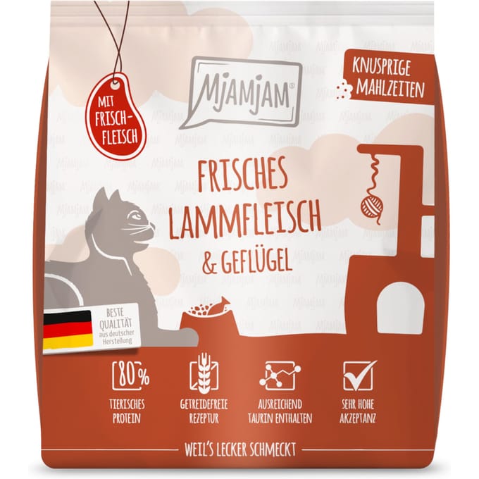 300g MjAMjAM Knapperige Maaltijden Lam & Gevogelte Kattenvoer droog