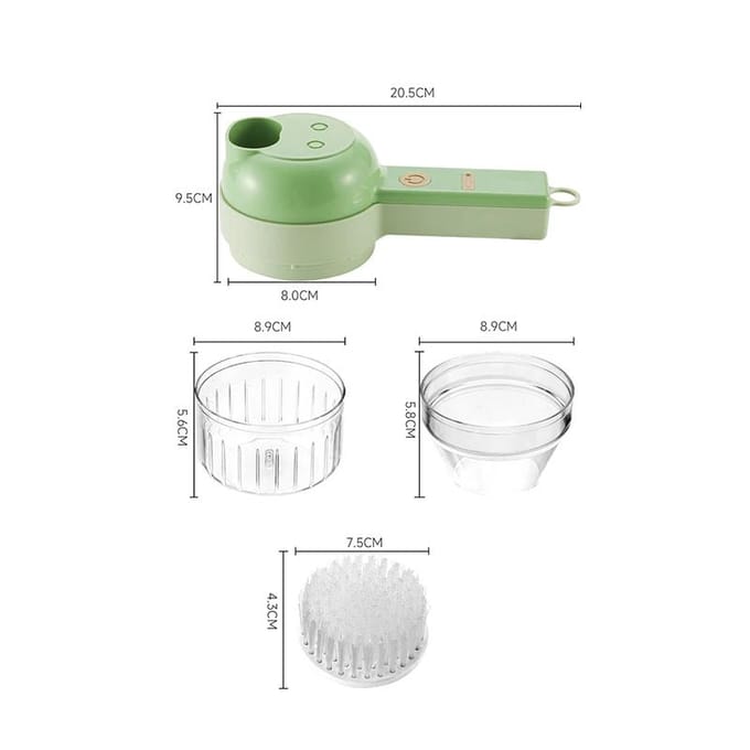 Ensemble de coupe-légumes portatif sans fil 4 en 1 - Presse-ail, hachoir à aliments, hachoir à viande, machine à éplucher et à trancher white