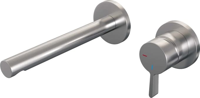 Brauer Brushed Edition Wastafelmengkraan inbouw - rechte uitloop links - hendel middel dik - model E 1 - PVD - geborsteld RVS