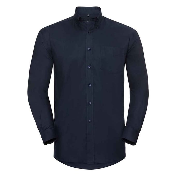 Russell Collection Heren Oxford Formeel Overhemd Met Lange Mouwen (Heldere marine)