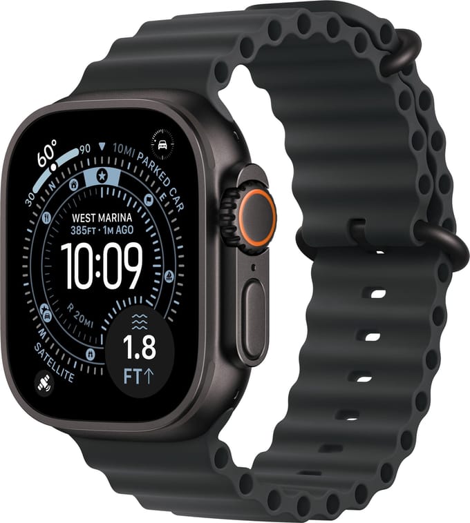 Apple Watch Ultra 3 Cellular 49mm Black Titanium Case with Black Ocean Band