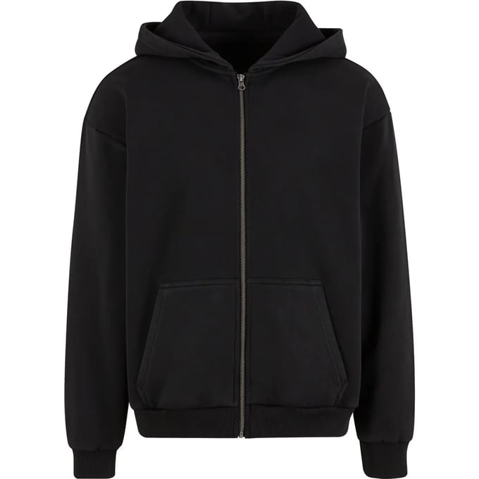Gewassen zware hooded sweatshirt met rits Build Your Brand Stonewash