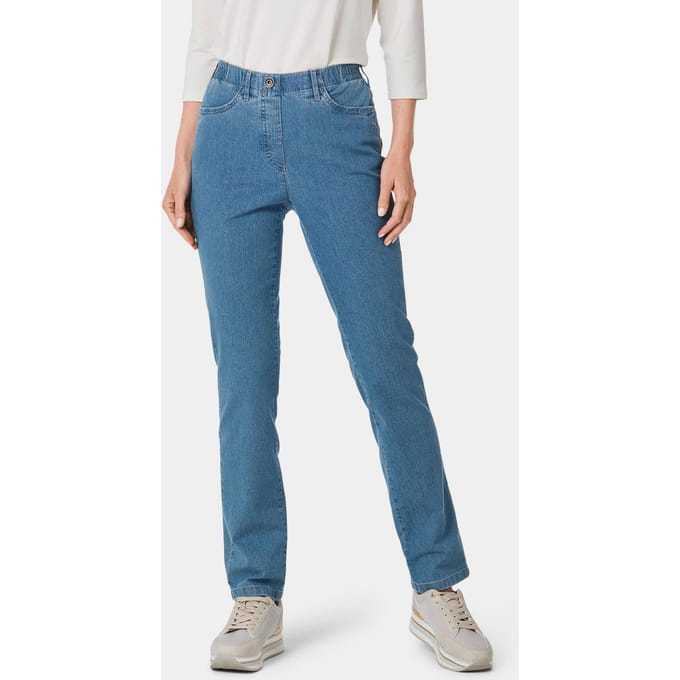 Chic versierde jeans met elastische band - lichtblauw - Gr. 54 van Goldner Fashion