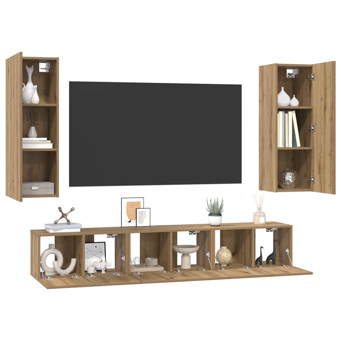 vidaXL - Tv-meubelset - 5 - st - Artisan - Eiken - Bewerkt - hout
