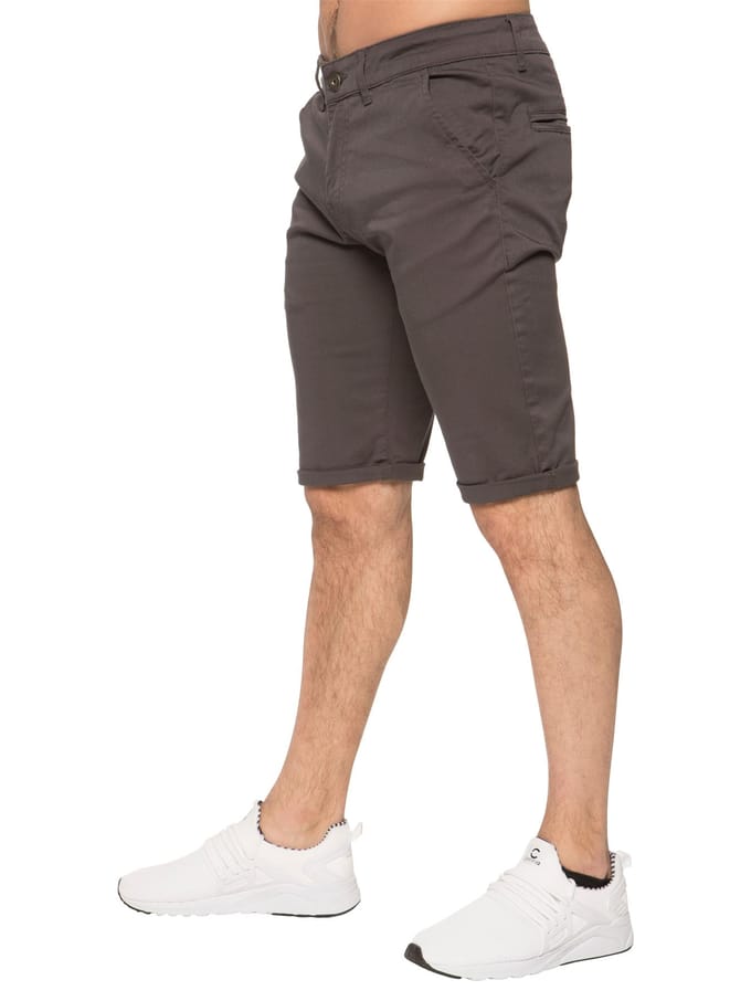 Enzo | Heren slim fit stretch chinoshort - grijs
