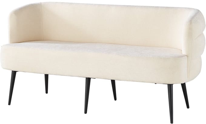 Eetkamerbank met armleuning Quinn 160cm beige chenille eetbank