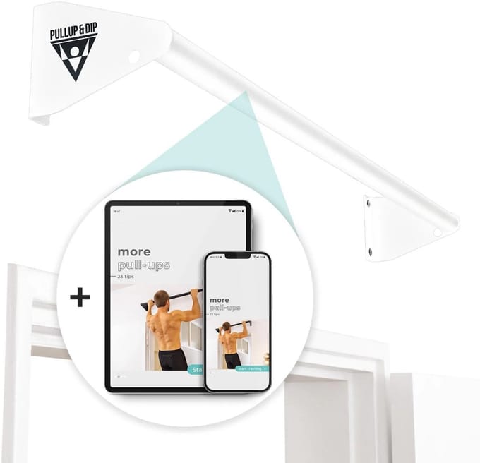 PULLUP & DIP Steel - Pull-up Stang Wandmontage - Compact Design (13 cm Afstand) - Voor Boven Deurkozijnen - Mat Wit Gepoedercoat