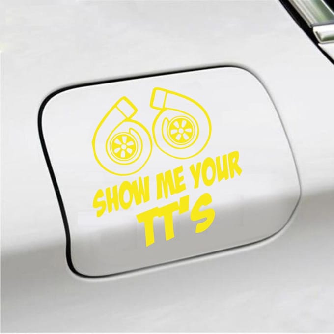 Bumpersticker - Show Me Your TTs - 15 X 15 - Geel