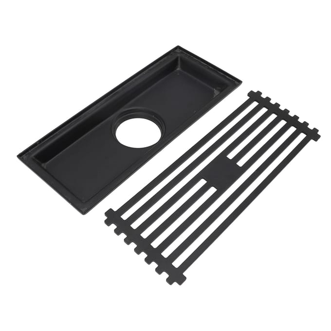 Siphon de sol linéaire Grande capacité de drainage Blocage des odeurs Acier inoxydable 304 Rectangle Siphon de sol de douche pour salle de bain 20cm / 7.9in black