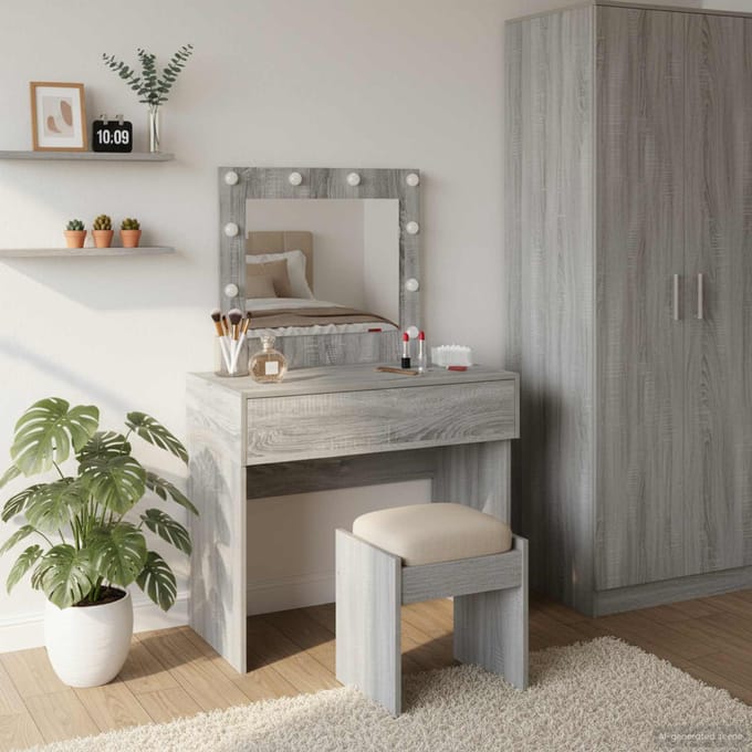 vidaXL - Kaptafel - Grijs - 83 - x - 40 - x - 70 - cm - Bewerkt - hout