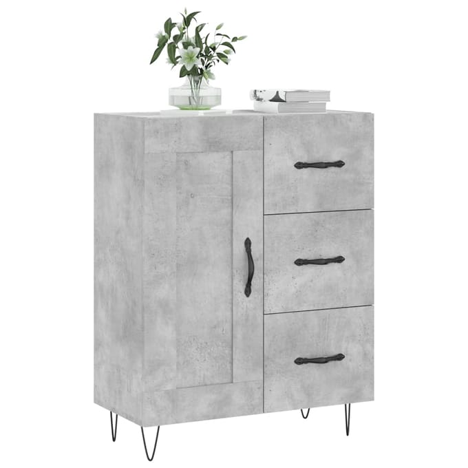 vidaXL - Dressoir - 69,5x34x90 - cm - bewerkt - hout - betongrijs