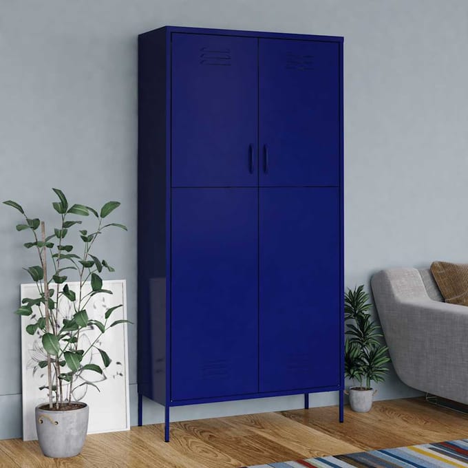 vidaXL - Kledingkast - 90x50x180 - cm - staal - marineblauw