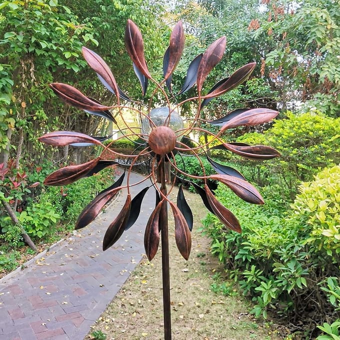 Windspinner met Licht - Windmolen Tuin - Tuin Decoratie - Dubbele Draaiende Bladen - 200 cm - B