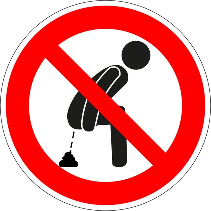 Verboden te poepen voor mensen sticker 100 mm