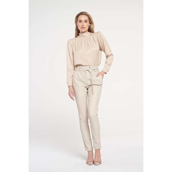 Ibana Paula (stretch Leather) Oyster White Maat: 34 | Leren broeken Outlet | Dames | Beige