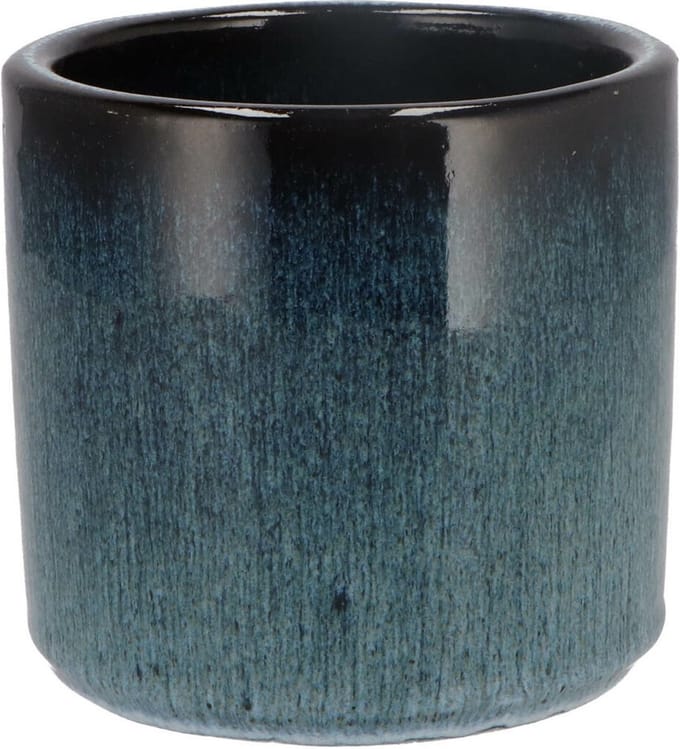DK Design Bloempot model Blue Glaze - blauw - D12 x H13 cm - ombre