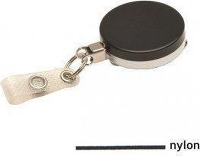 Zwarte metalen yoyo met nylon koord en vinyl strap / Skipashouder