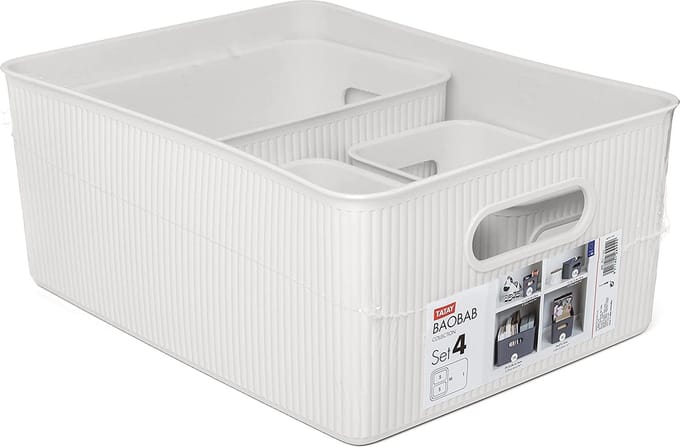 Tatay Baobab 15l+5l+2x1.5l Badkamer Organizer Wit