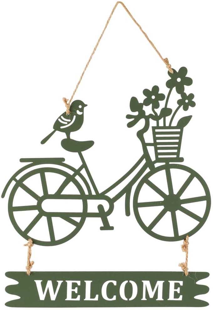 Dekoratief | Hanger fiets 'Welcome', metaal, 23x26cm | A260667