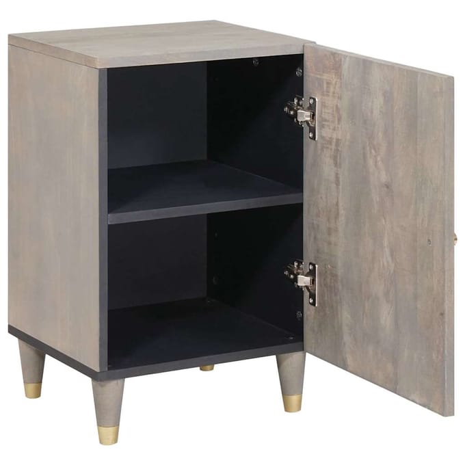 vidaXL - Badkamerkast - Grijs - 38 - x - 33 - x - 58 - cm - Massief - Mango - Hout