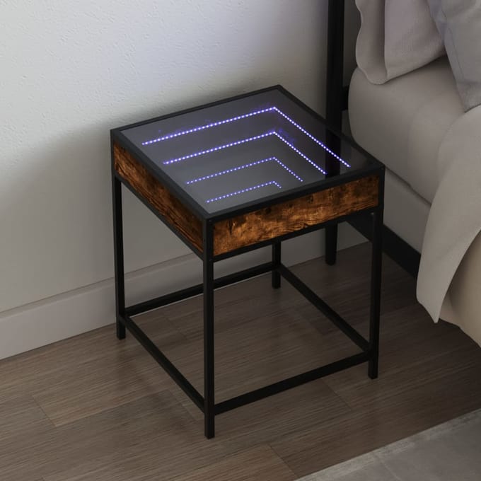vidaXL Nachtkastje met Infinity LED 40x40x51 cm gerookt eikenkleurig