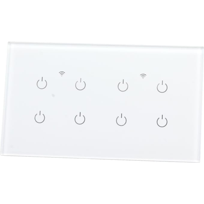 Wifi Smart Touch Schakelaar 8 Gang Gehard Glas Paneel IP44 Slimme Lichtschakelaar Standaard white