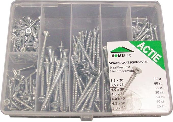 Homefix - Assortimentsdoos spaanplaatschroeven verzinkt