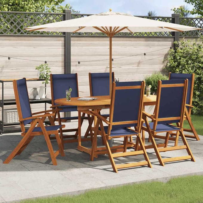 vidaXL - Klapstoelen - 6 - stuks - van - massief - acaciahout - en - textilene
