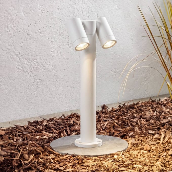 PRIOS - Sokkellamp - 2lichts - Aluminium, glas - H: 45 cm - GU10 - wit