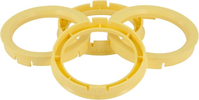 Set TPI Centreerringen - 72.5->58.1mm - Lemon Geel