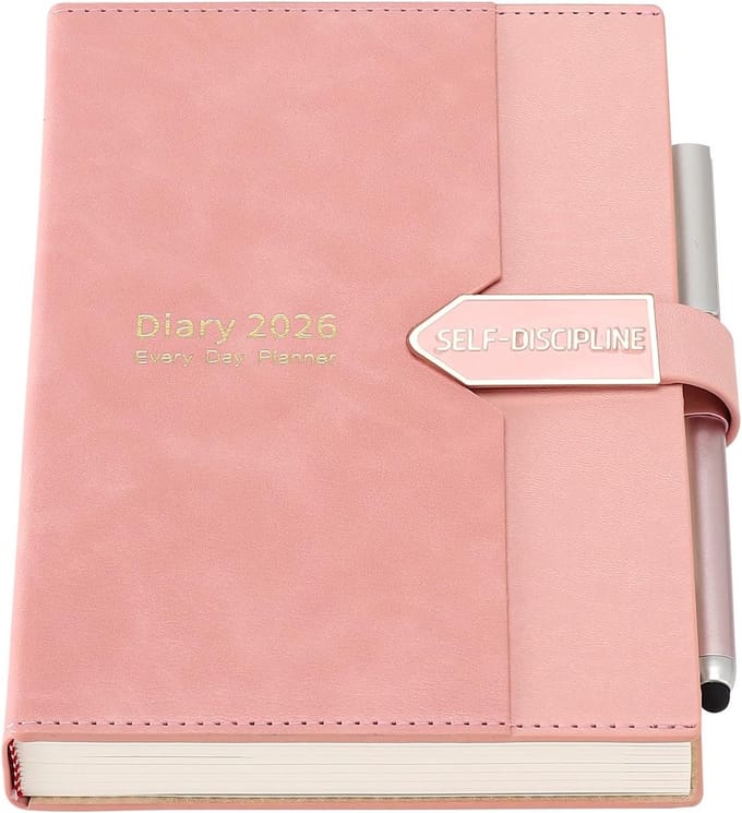 A5 Dagelijkse Planner 2026 - Dag per Pagina Productiviteitsdagboek (Roze)