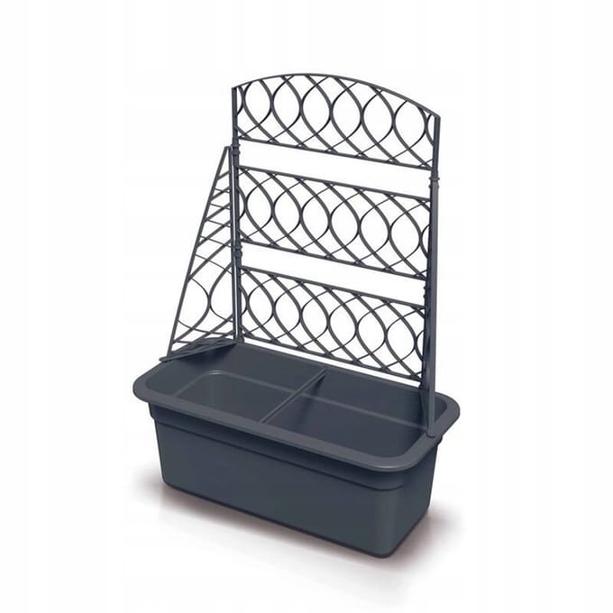 Prosperplast Bloembak met pergola van kunststof grijs 58 x 28,8 x 78 cm