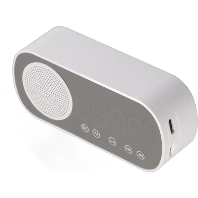 Digitale Wekker HIFI FM Radio Oplaadbare Bluetooth 5.0 Luidspreker Spiegelklok voor Lezen Reizen white
