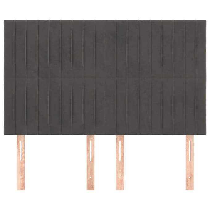 vidaXL - Hoofdbord - donkergrijs - 144x5x118/128 - cm - Fluweel