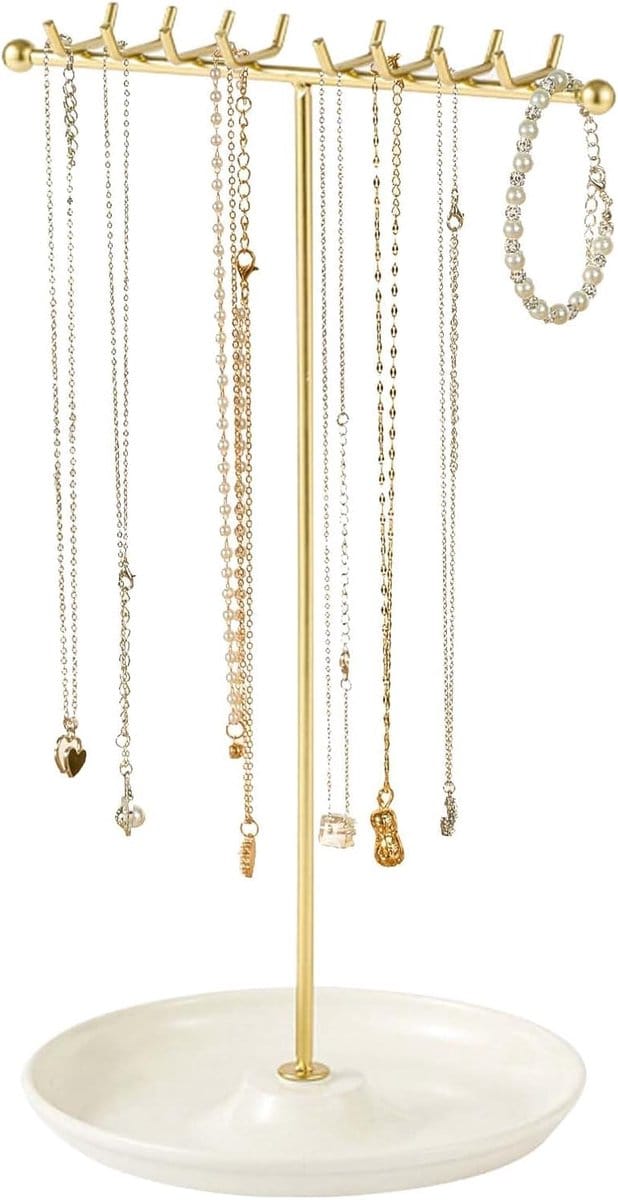 Sieradenstandaard - Juwelier Display - Orde Houden - Keramische Basis - 31x19x16 cm - Wit