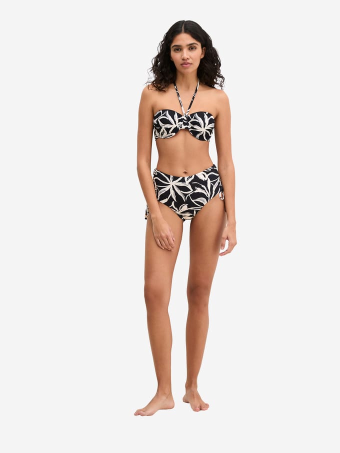 Bikinibroekje met labelapplicatie model 'ABSTRACT FLORAL HIGH WAIS'