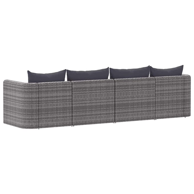 vidaXL - 4-delige - Loungeset - met - kussens - poly - rattan - grijs